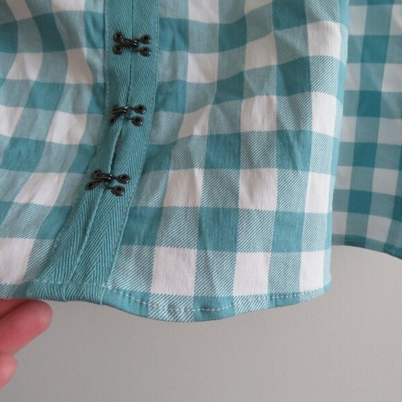 TORRID Fit And Flare Button Up Strapless Crop Top Jones Gingham Cloud Dancer NWT - Picture 8 of 15